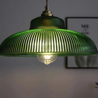 Freya - American Vintage Stripe Patterned Glass Round Pendant Ceiling Light