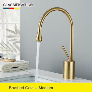 Swan - 360° Swivel Basin Faucet, Water Drop Design, Single Handle, Chrome Finish, Brass Material
