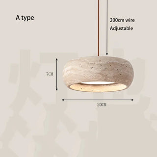 Palmas  - Modern Disc Shape Stone Hanging Brown Cord LED Ceiling Light