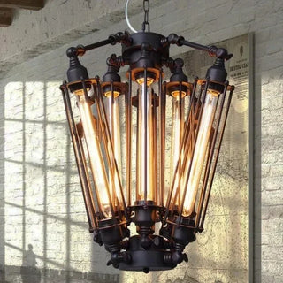 Magda - Black Industrial Multi Head Cylindrical Iron Ceiling Light Chandelier