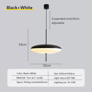Liepa - Modern Black/White Flying Saucer Round Pendant Ceiling Light
