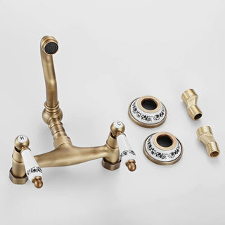 Christal - Retro Ceramic Double Handle Wall Mounted Mixer Kitchen Tap