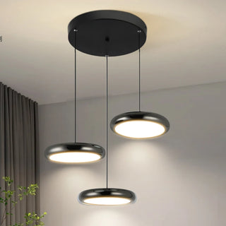 Jolly - Modern Multi Head Black Dish Hanging Round Ceiling Light