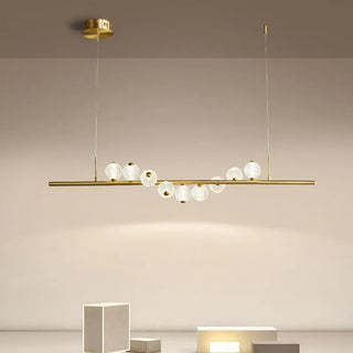 Eleri - Round Patterned Glass Multi Ball Gold Frame Hanging Chandelier