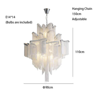 Maya - Modern Round Tiered Tassel Chain Ceiling Light Chandelier