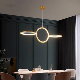 Enes - Modern Hanging Multi Gold Ring Round Chandelier