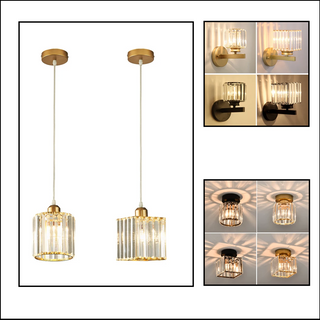 Calra - Patterned Glass K9 Crystal Hanging LED Pendant Lights