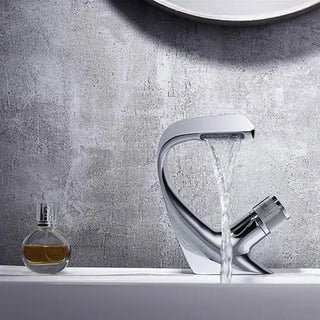 Cythia - Modern Hot/Cold Curved Waterfall Basin Tap