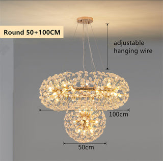 Orhan - Glass Dandelion Gold Frame Round Clear Crystal Ceiling Light Chandelier