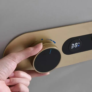 Ophelie - Digital Brushed Gold Shower System with Temperature Display Rainfall Head