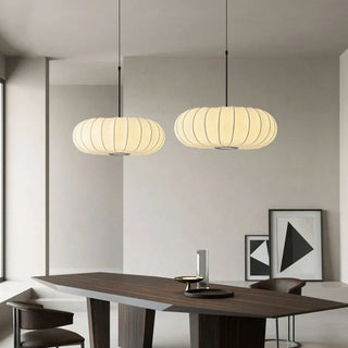 Jackeline - White Silk Pumpkin Ceiling Pendant Light