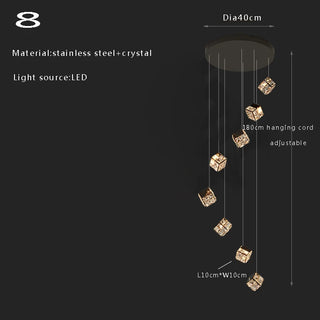 Abby - Crystal Square Box Gold Ceiling Chandelier