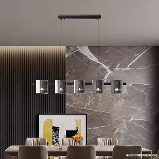 Francois- Hanging Multi Head Tinted Curved Glass Ceiling Light Chandelier