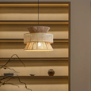 Ghizo - Vintage Wabi Sabi Handmade Hemp Rope  Led Rattan Pendant Light