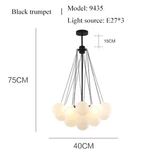 Donya - Frosted Multi Glass Ball Hanging Chain Ceiling Light Chandelier