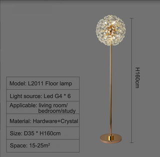 Orhan - Glass Dandelion Gold Frame Round Clear Crystal Ceiling Light Chandelier