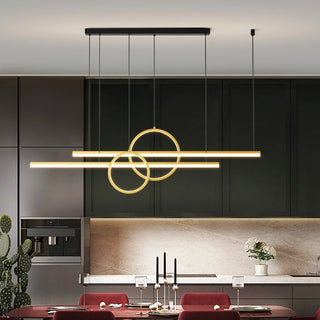 Vironica - Modern Long Bar LED Double Ring Ceiling Light Chandelier