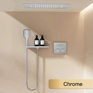 Lazare - Modern Brass Wall Mounted Black Shower System with Thermostatic Controls