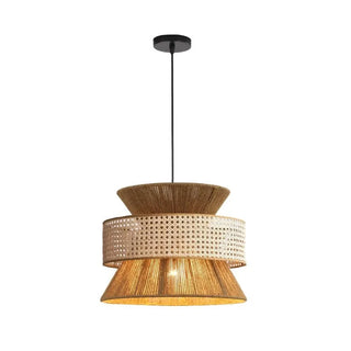 Ghizo - Vintage Wabi Sabi Handmade Hemp Rope  Led Rattan Pendant Light