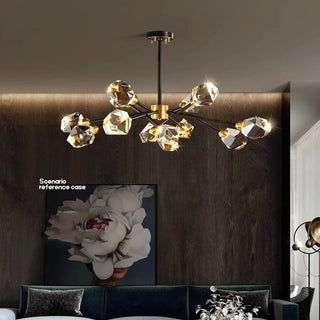 Alvita - Round Gold Crystal Hanging Ceiling Chandelier
