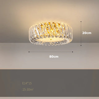 Oreal - Modern LED Round Patterned Glass Oval Hanging Chandelier