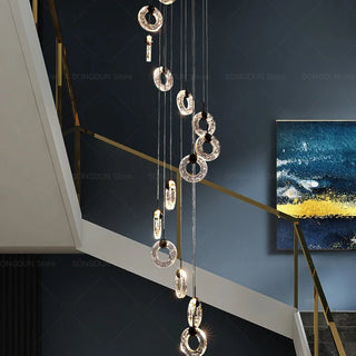 Hoffman - Modern Gold Glass Hanging Round Cluster Chandelier