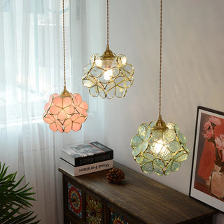 Madrid II - Tiffany Glass Nordic Flower Copper Hanging Pendant Light Fixture