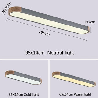 Fiqi - Modern Multicolour Rectangle Nordic Wood Flush Mount Ceiling Light