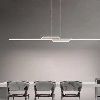 Hinata - Modern Long Bar LED Hanging Ceiling Light Black Chandelier
