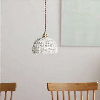 Olga - Modern White Patch Shade Pendant Hanging Round Ceiling Light