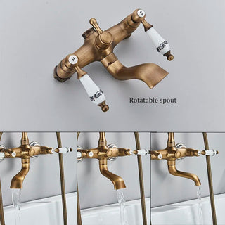 Gyles - Vintage Wall Mounted Bathtub Tap & Handheld Shower Set