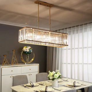 Fiona - Rectangular LED Crystal Pendant Chandelier