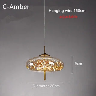 Ravi - Coloured Glass Hanging Dome Burst Star Pendant Ceiling Light