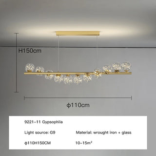 Abeha - Gold Curved Multi Round Glass Line Hanging Ceiling Light Chandelier