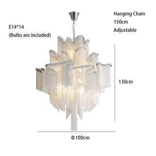 Maya - Modern Round Tiered Tassel Chain Ceiling Light Chandelier