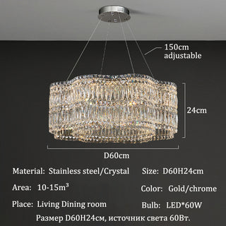 Luxe - Crystal Wave Design Adjustable LED Ceiling Chandelier