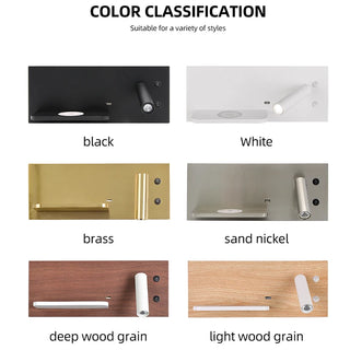 Dorene - Modern Dual Wall Reading Light with Wireless Phone Charger Charging