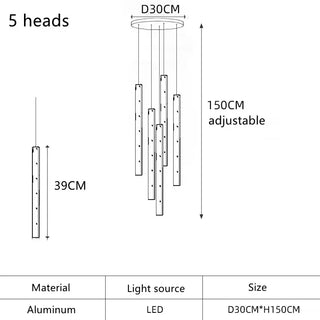 Kiyoshi - Modern LED Tube Hanging Ceiling Light
