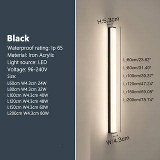 Leonidas - Modern Long Strip LED Outdoor Wall Light
