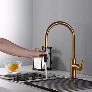 Dotty - Modern Gold Brass Swivel Single Handle Kitchen Mixer Tap