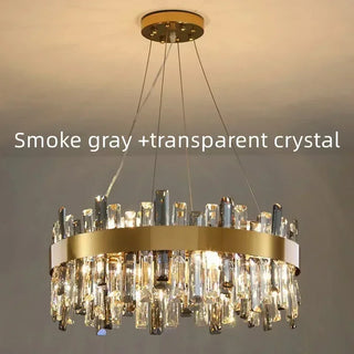 Almira - Modern Coloured Glass Gold Frame Crystal Statement Chandelier