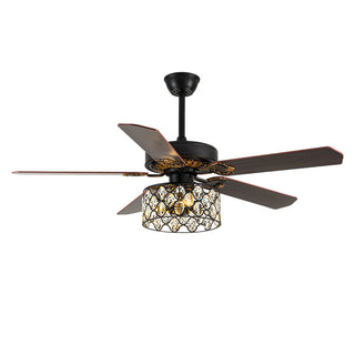 Vissarion - Wooden Blade Crystal Light Ceiling Fan