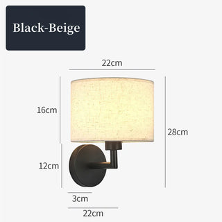 Junejo - Fabric Shade Rotating Bedside Reading Wall Light