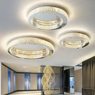 Beatrice - Crystal Glass Round Modern Semi-Flush Ceiling Light Chandelier