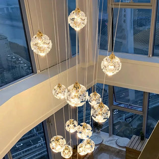 Penny - Hanging Crystal Gold Flower Ceiling Chandelier