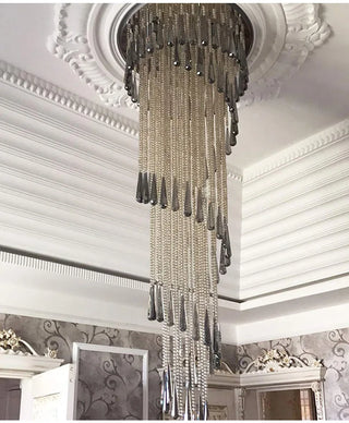 Fuzy - Clear Glass Spiral Chrome Ceiling Light Chandelier