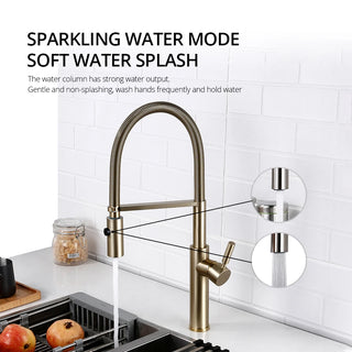 Eufemia - Brushed Gold Pull Out Hot & Cold Single Handle Mixer Kitchen Tap