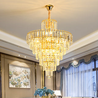 Matteo - Crystal Shaped Glass Multi-Tier Round Ceiling Light Chandelier