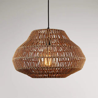Myriam - Handmade Woven Rattan Round Ceiling Pendant Light