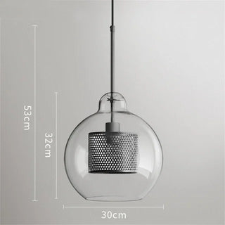 Hesselberg - Round Glass Metal Mesh Caged Bulb Hanging Pendant Ceiling Light